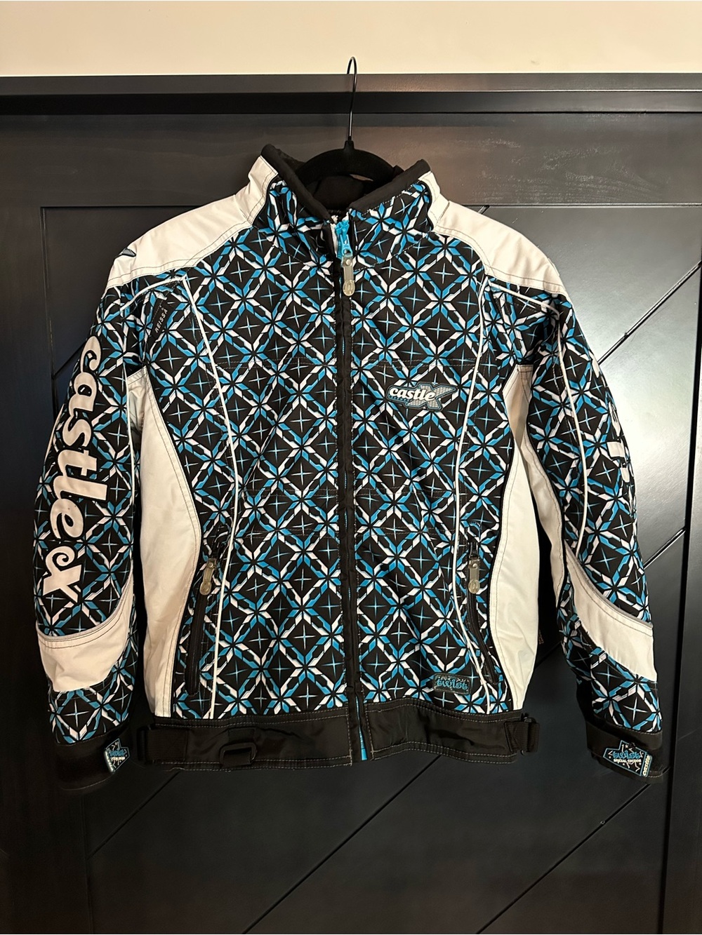 Castle Black & Blue Patterned Women's Snowmobile Jacket